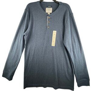 St Johns Bay Mens XLT Henley Shirt In Sig Navy HTR  Big & Tall Size  60% Cotton